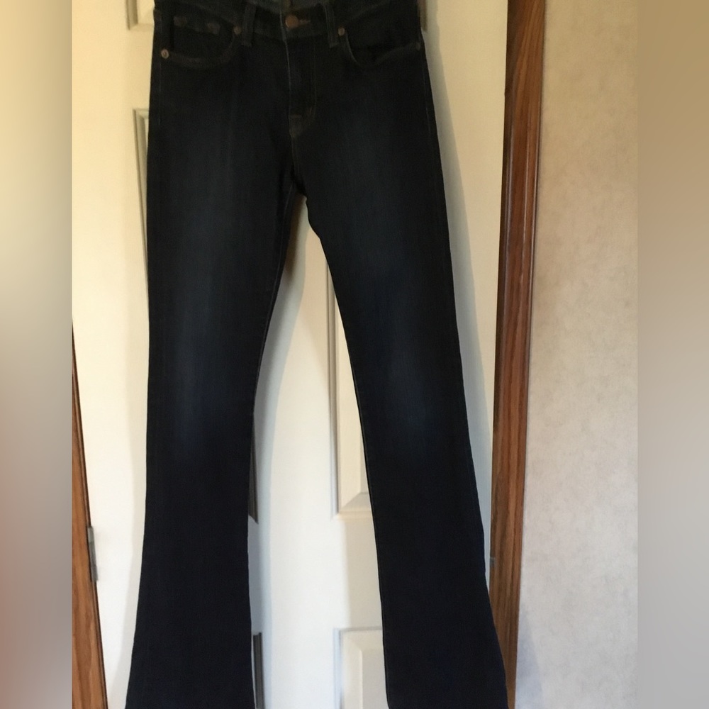 EUC J Brand Jeans, hardly worn, dark wash, slight flare, perfectly on trend now